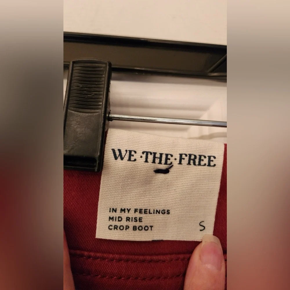 Free People We The Free In My Feelings Red Wine Cropped Slim Flare Jeans Small